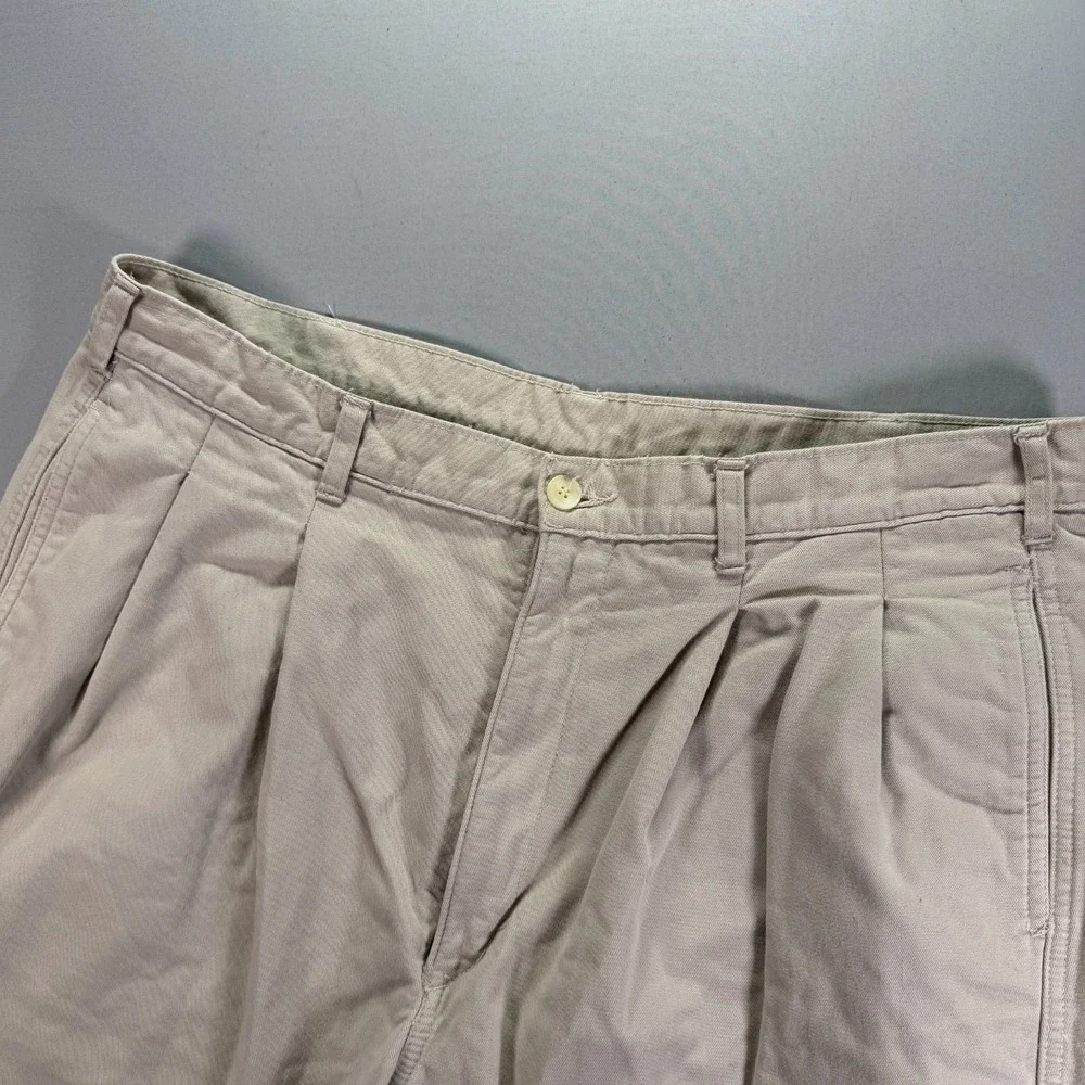 Vintage LL Bean Pants Mens 38x30 (Fits 34x30) Chino Flannel Lined Khaki Pleated